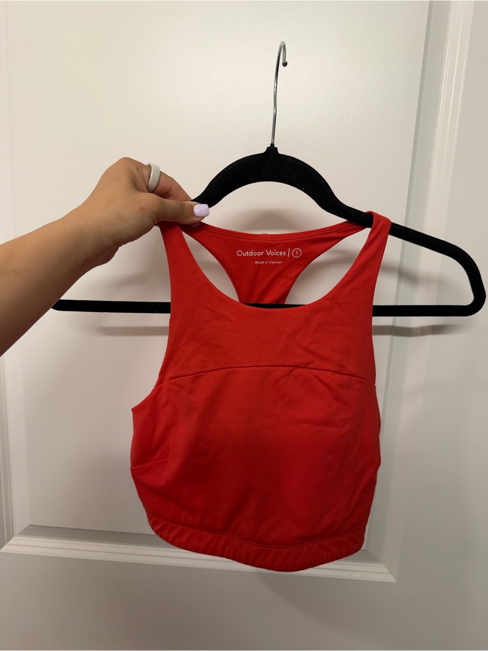 Outdoor Voices Red High-Neck Racerback Sports Bra (padded)